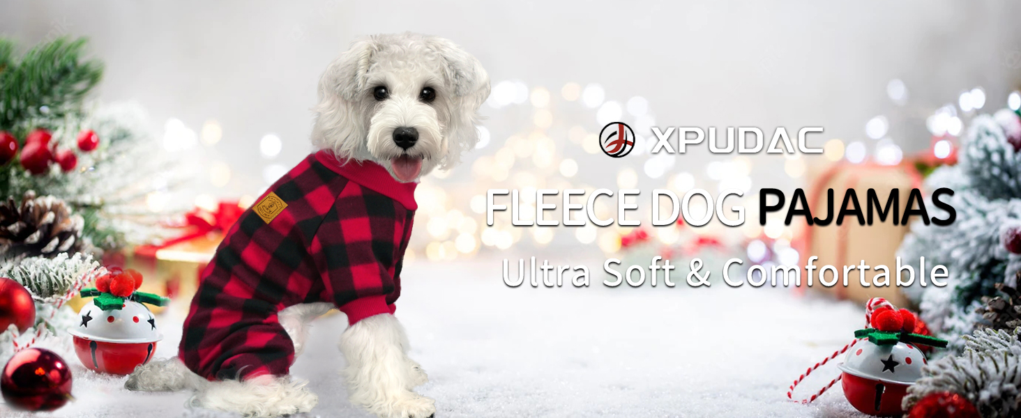 XPUDAC Dog Christmas Pajamas Plaid Dog Clothes for Small