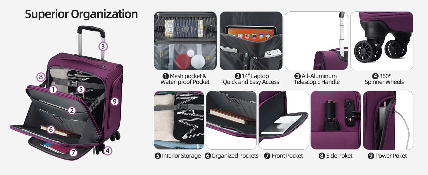 TIAWOLT Underseat Carry On Mini Luggage With Wheel