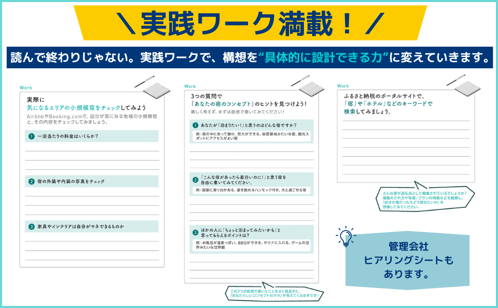 起業,副業,新規事業,宿泊,開業,資金調達,民泊,小規模宿の作り方,融資,出口戦略,実践ワーク