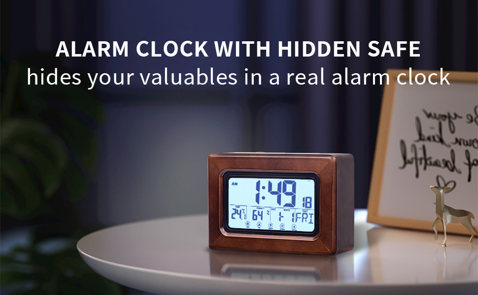 Securaiser Alarm Clock Gun Safe with Hidden Storage, Diversion Safes