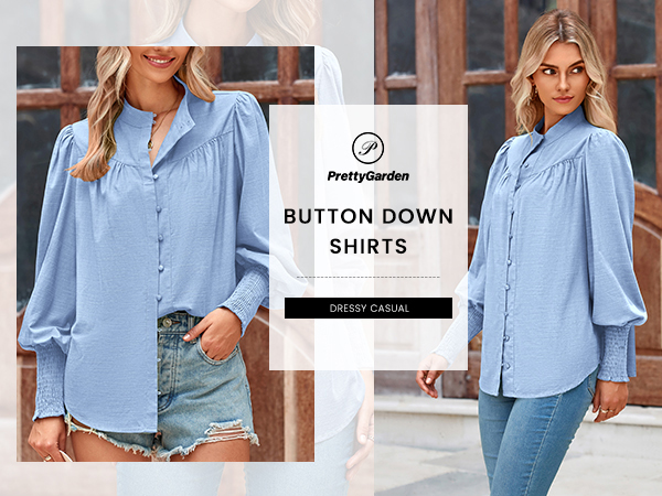 PRETTYGARDEN Women's Spring Long Sleeve Tops Dressy Casual