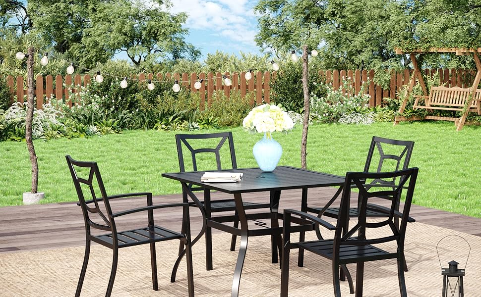 HERA'S PALACE Outdoor Dining Table Set, 5 Pieces Patio