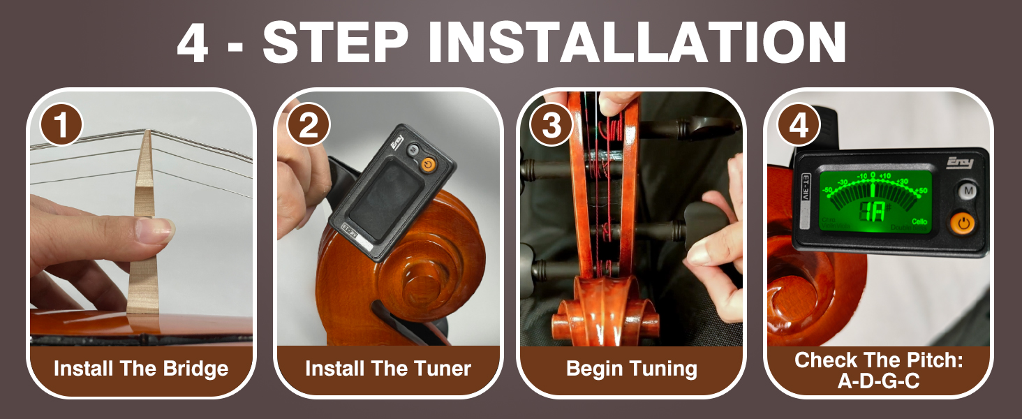 GUGY Cello 4/4 Full Size Solid Wood Acoustic Cello