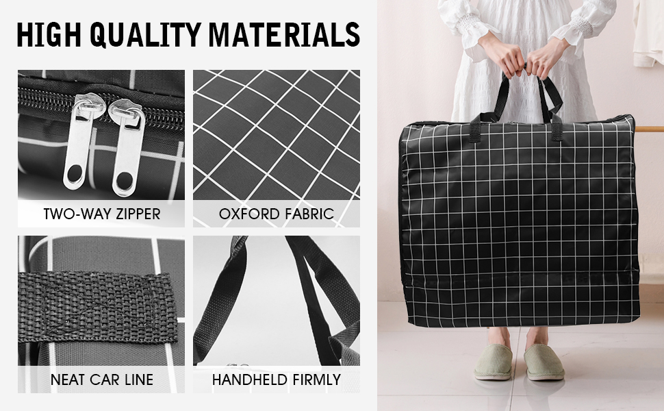 4 Pack Large Moving Bags with Zippers & Handles, 75L Sturdy