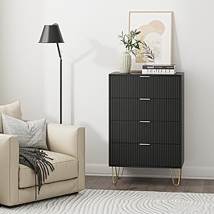 black and gold dresser