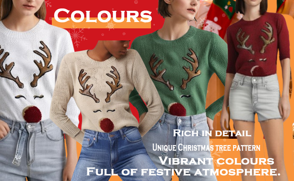 Christmas Sweatshirts for Women Funny Holiday Outfits Fashion Xmas Graphic Crewneck Pullover Sweater