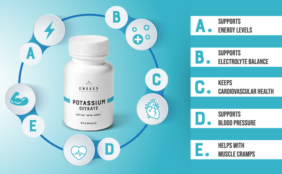 Cheers Potassium Citrate, 316 mg per Capsule, 90 Capsules