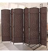 Duraspace 6 Panels Room Divider 6 FT Tall Weave Fiber Privacy Screen Freestanding Double Hinged F...