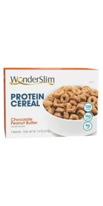 Wonderslim protein cereal chocolate peanut butter cinnamon crunch healthy breakfast easy prep go