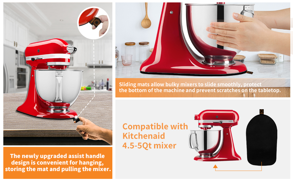 Sliding Mat for Kitchenaid Stand Mixer Slider Mat with Bendable Cord Organizers for