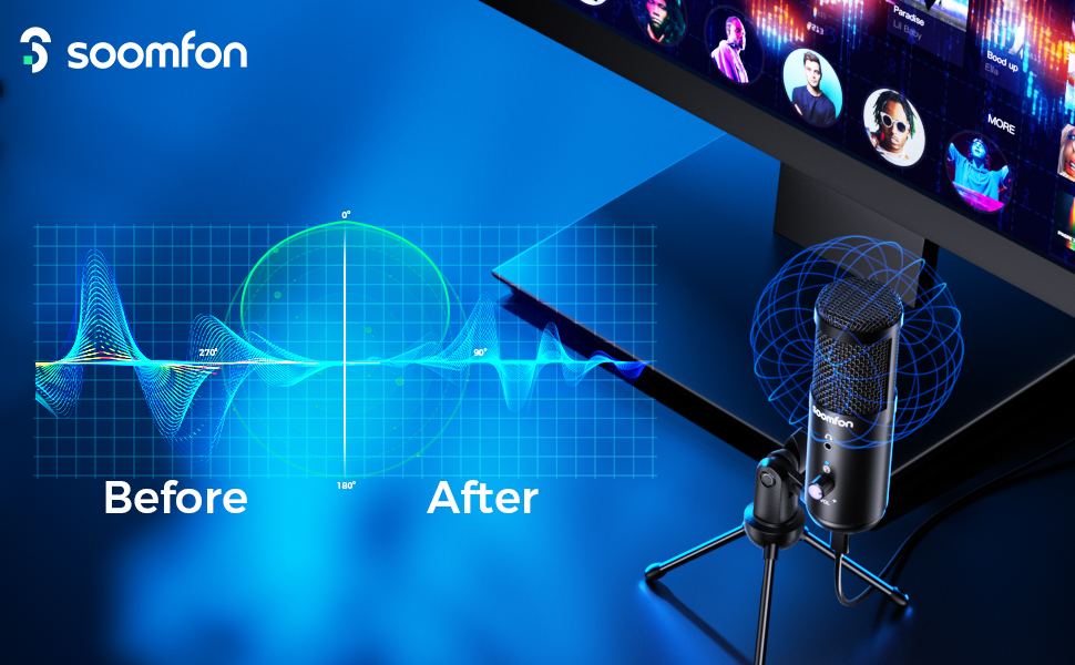 SOOMFON USB Condenser Microphone, Streaming PC Microphone