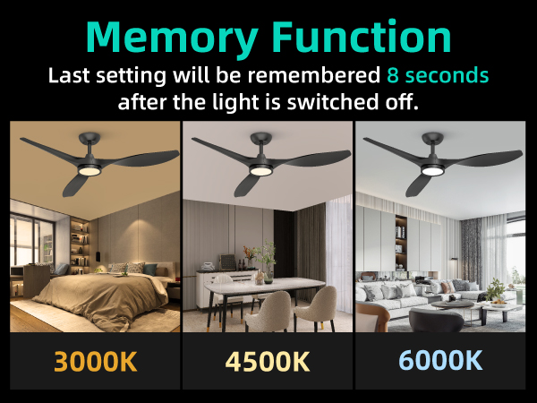 52 black ceiling fan with 3 cct