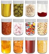 Yesland 12 Pack 8 Oz Glass Regular Mouth Mason Jars with Metal Airtight Lids - BPA Free Overnight...