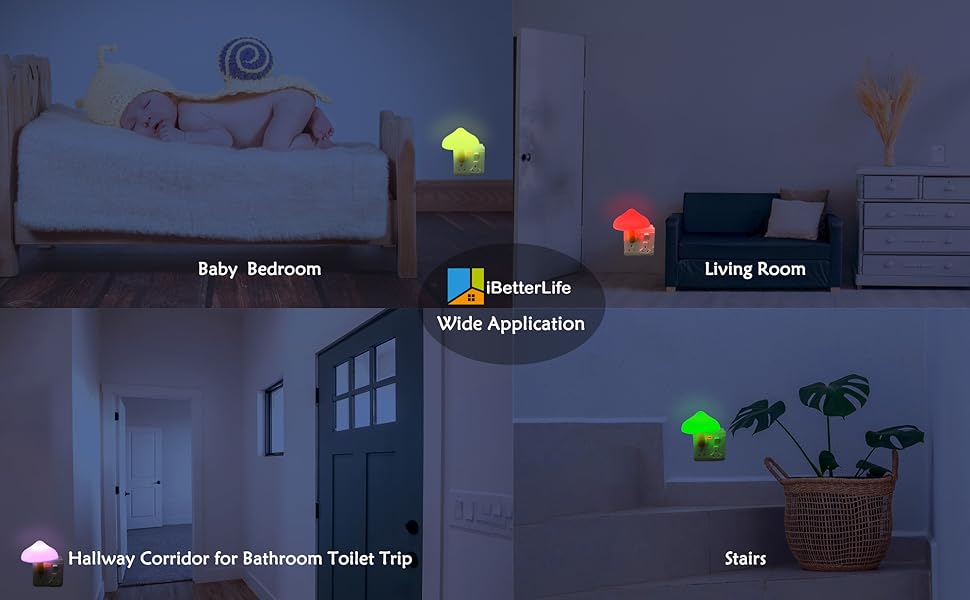 Mushroom Sensor LED Night Light, Plug in 7 Color Changing Magic Lamp, Dream Bed Colourful Lights