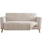 Pamhaven Beige Loveseat Covers for 2 Cushion Couch, Water-Repellent Covers for Loveseat, Machine ...