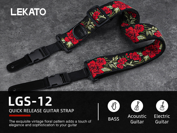 Amazon.com: LEKATO Floral Bass Strap, Flower Guitar Strap