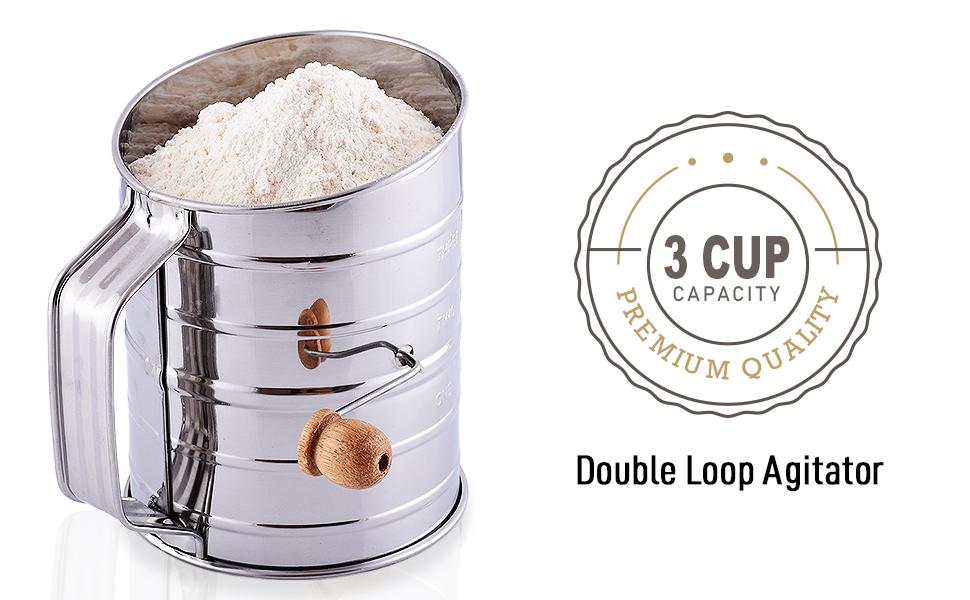 zulay kitchen flour shifter happiness sifter bake home indoor outdoor manual crank