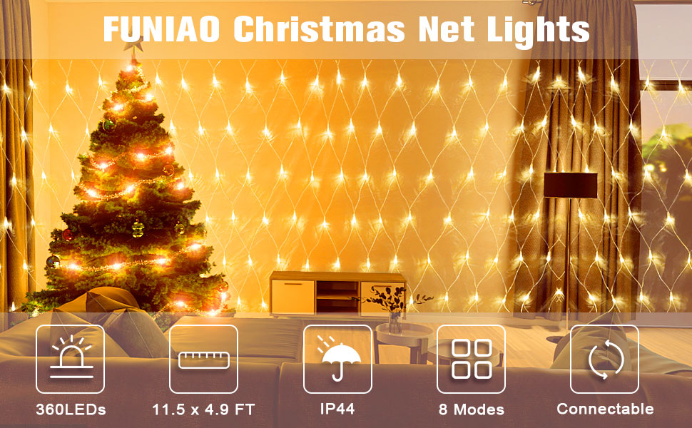 (New) Outdoor Net Lights, 12x5Ft Large Net Mesh Lights, 360 LED