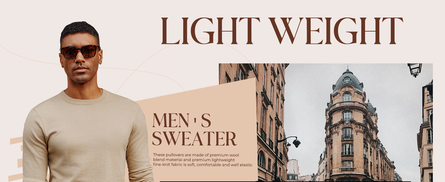 Mens Sweaters Basic Lightweight Sweatshirts Wool Blend Knitted Long Sleeve Shirts for Men