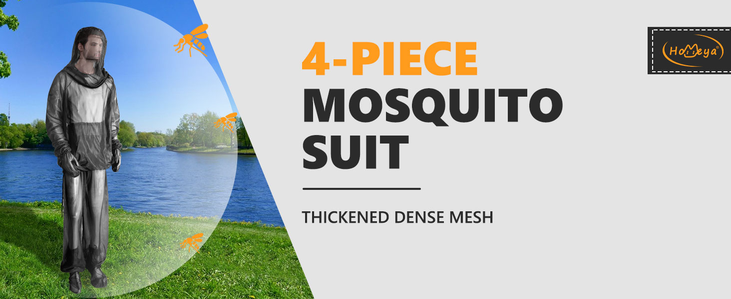 4-PIECE MOSQUITO SUIT THICKENED DENSE MESH