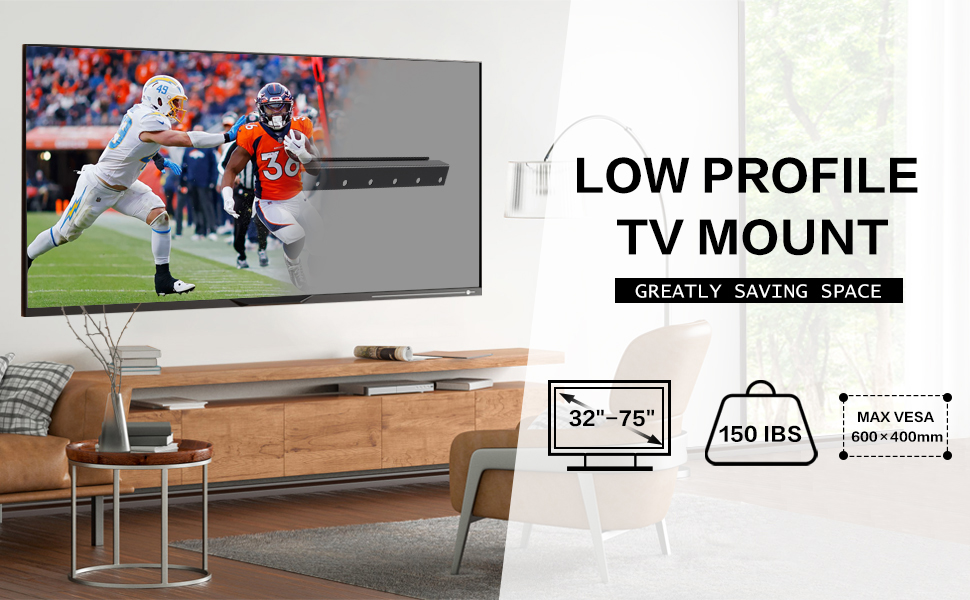 No Drill Drywall TV Mount, No Stud TV Wall Mount for 3275 Inch Most Brand TVs up to