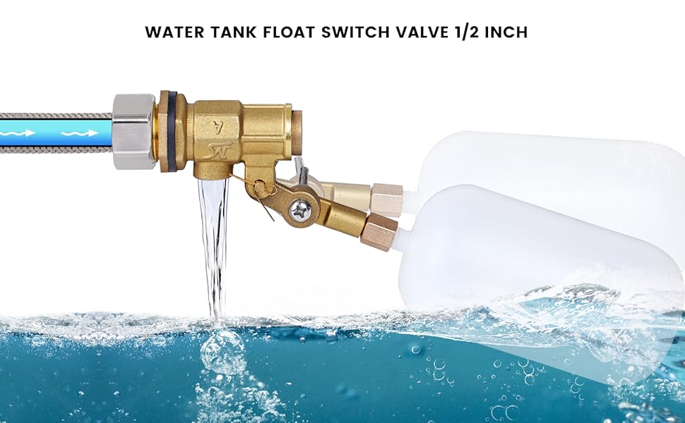 2 Pack 1/2 Inch Brass Float Ball Valve, Water Float Valve