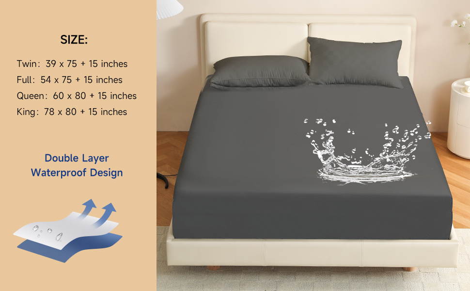 Choc chick Queen Fitted Sheet Only, Extra Deep Pocket Waterproof Fitted Sheets for