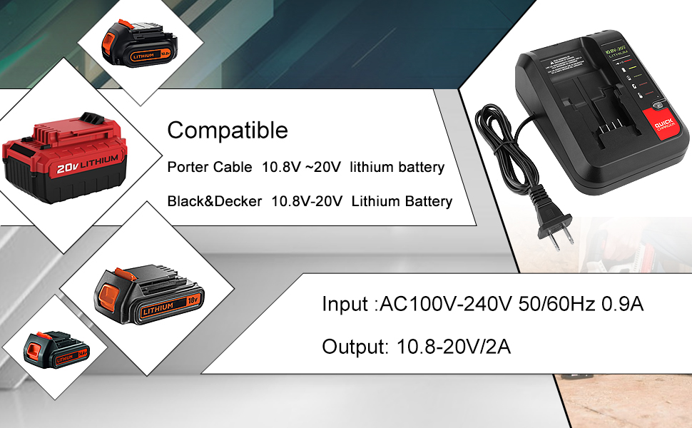 PCC692L 20V Fast Battery Charger Replacement for Porter