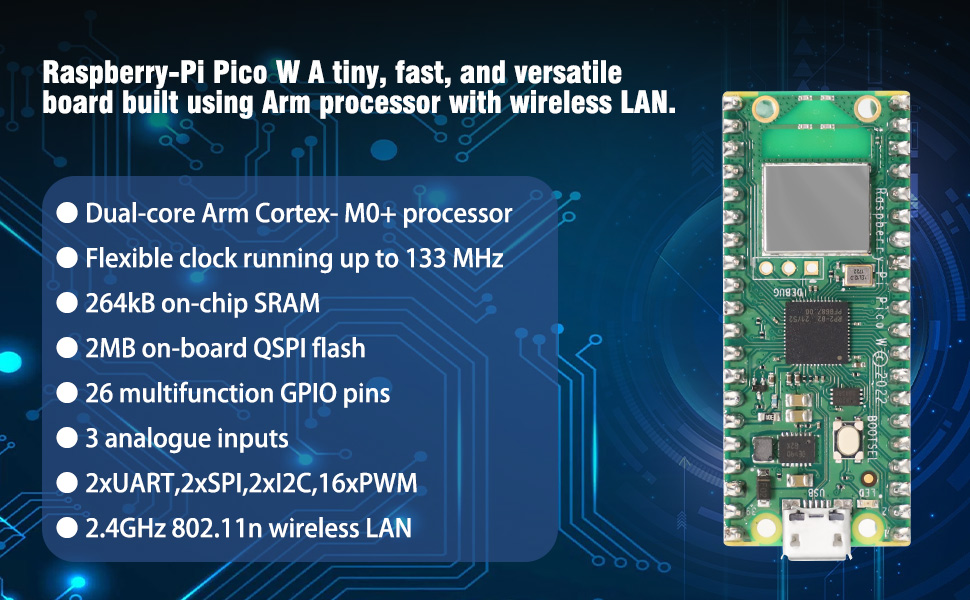 Pico W Raspberry-Pi Microcontroller Board mit WiFi,Vorgelötetem Header ...