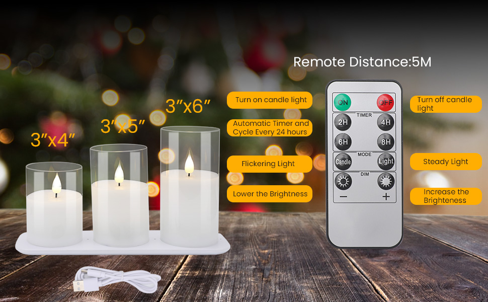 Flamepy Rechargeable Flickering Flameless Candles,Glass