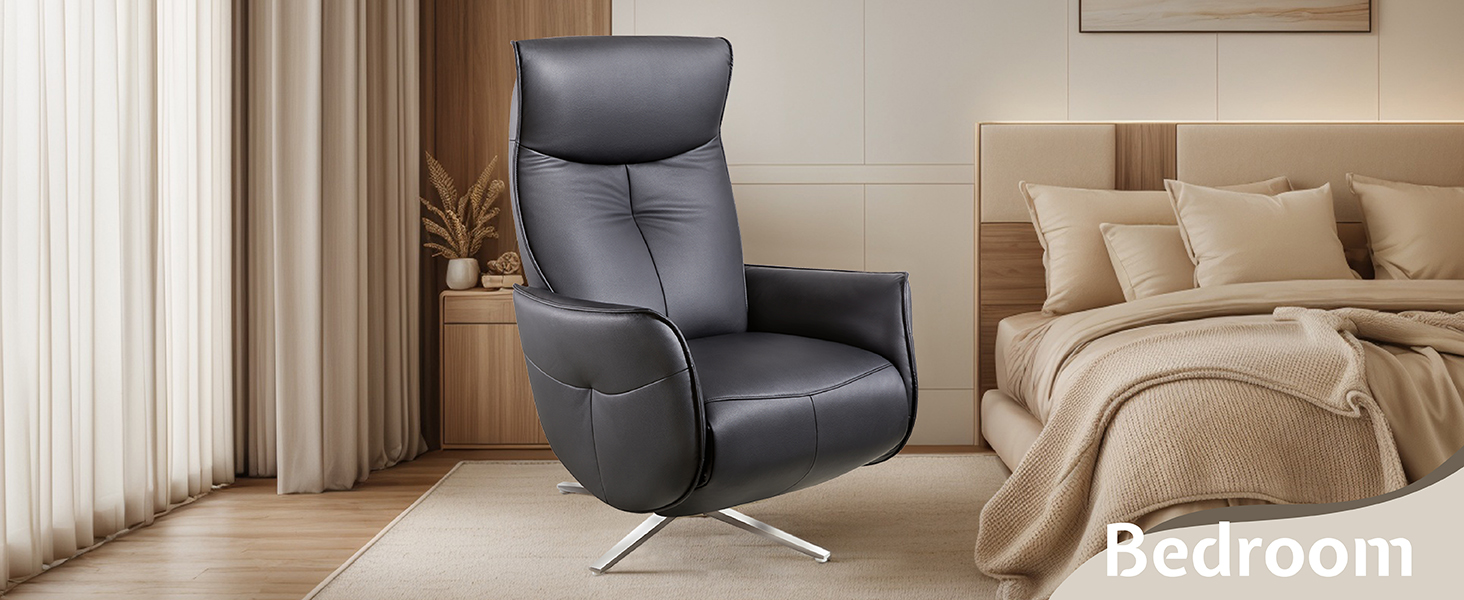 Jocisland Leather Power Swivel Recliner Chair for Adults