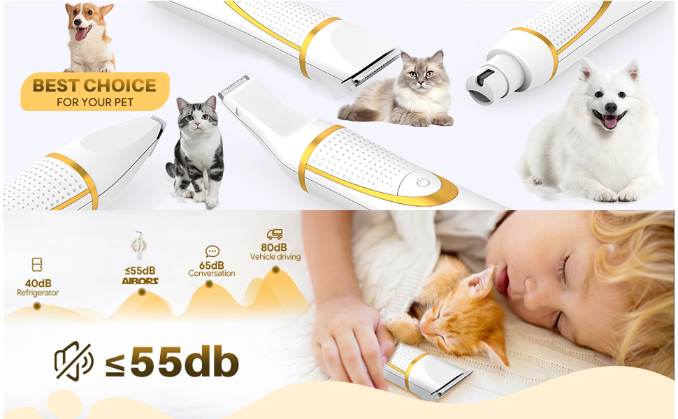 AIBORS Small Dog Grooming Kit, 4 in 1 Electric Dog Trimmer