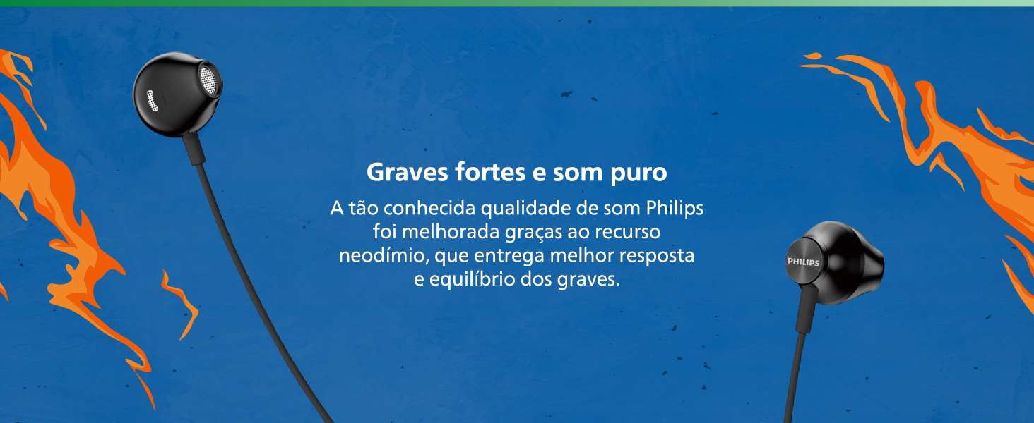 fone philips, fone com fio, fone compacto, drivers 14mm, fone confortavel, microfone, fone com cabo