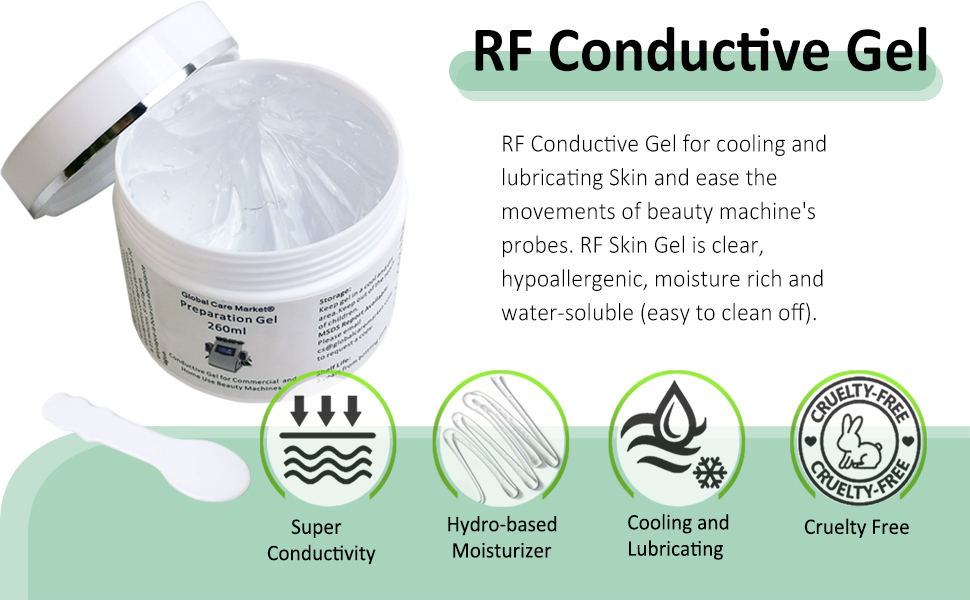 Preparation gel to apply with a radio frequency beauty machine or cooling gel for IPL hair removal
