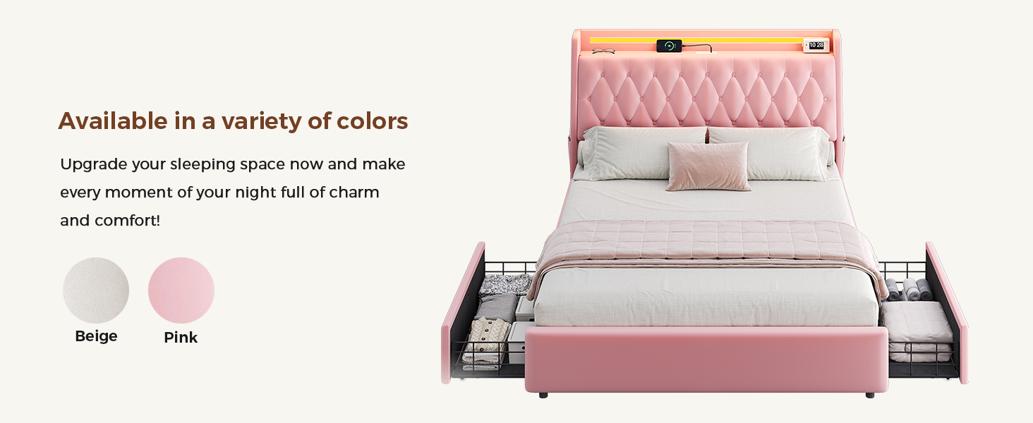 Queen size bed frame with headboard