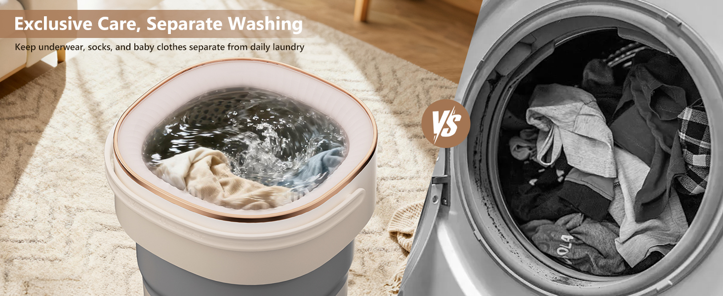 Mini Laundry Machine 16L — Foldable Portable Laundry Machine and Spinner for Baby Clothes, Underwear, Socks; Ideal for Travel, Dorms, Camping 8 Portable Washing Machine