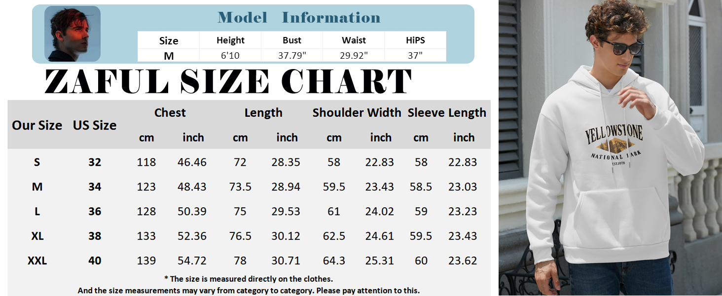 YELLOWSTONE Size Chart