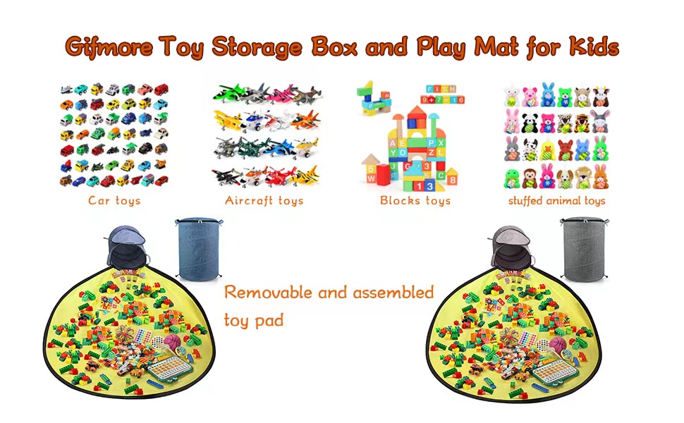 Gifmore Toy Storage Organizers and Play Mat for Kids, Toy