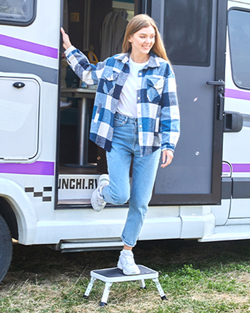 Double Elite height adjustable folding RV step stools for adults kids small kitchen stepping stool