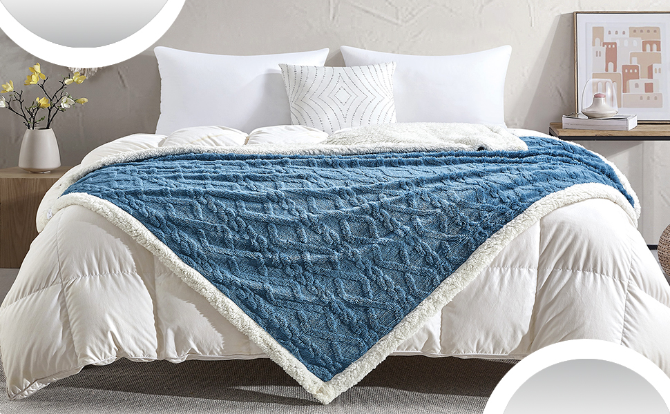 KASYLAN Sherpa Fleece Blankets Flannel Throw for Couch Sofa Twin Size