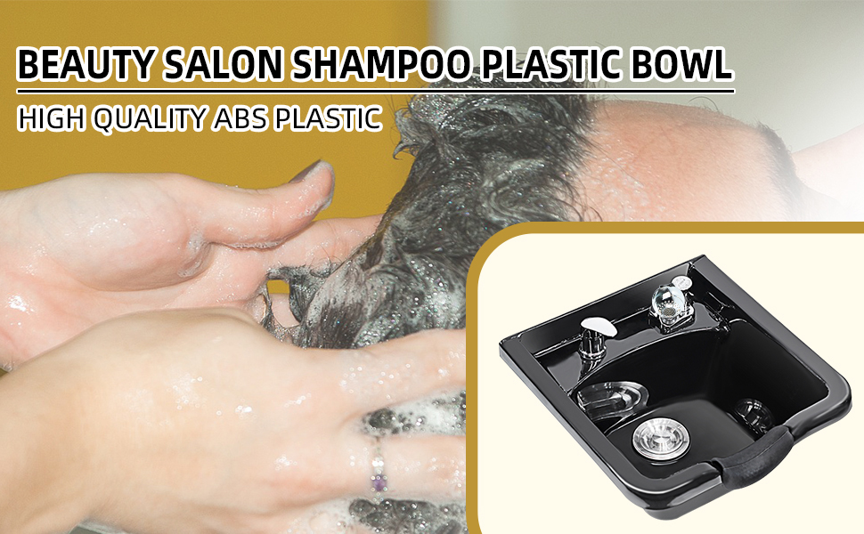 Toriexon Shampoo Bowl for Salons, Black ABS Plastic Shampoo