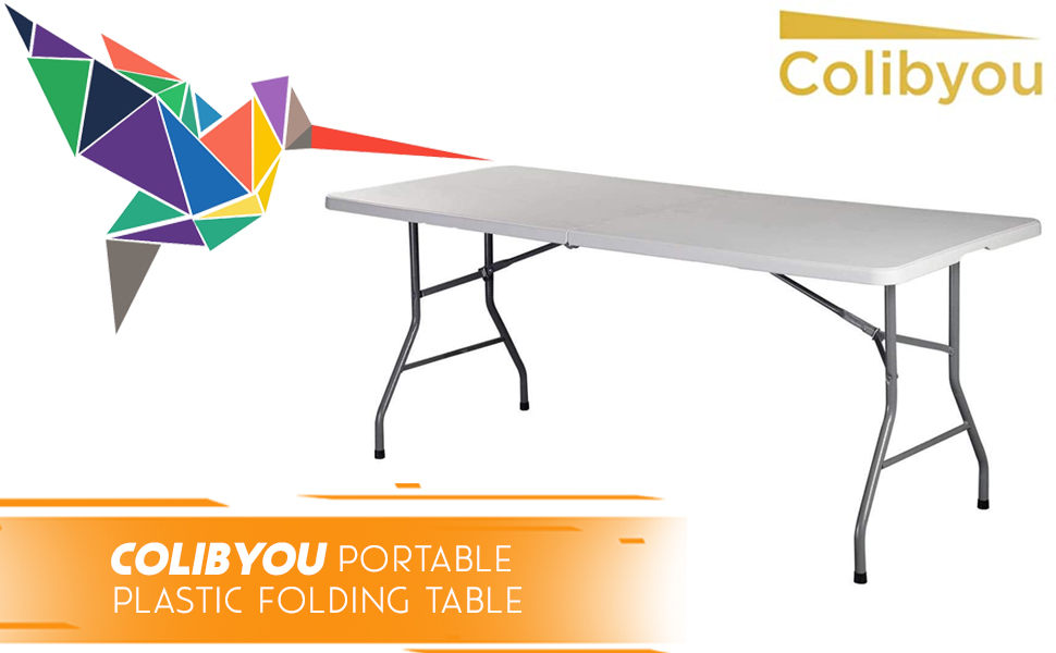 COLIBYOU 6' Folding Table Portable Plastic Indoor Outdoor