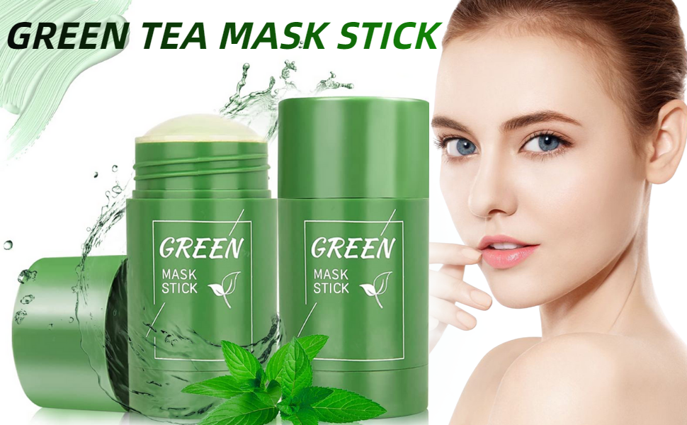 Green Tea Clay Mask Stick for Face (2 Pack), Blackhead Remover with