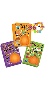 36 PCS Pumpkin Make a Face Stickers in 3 Designs