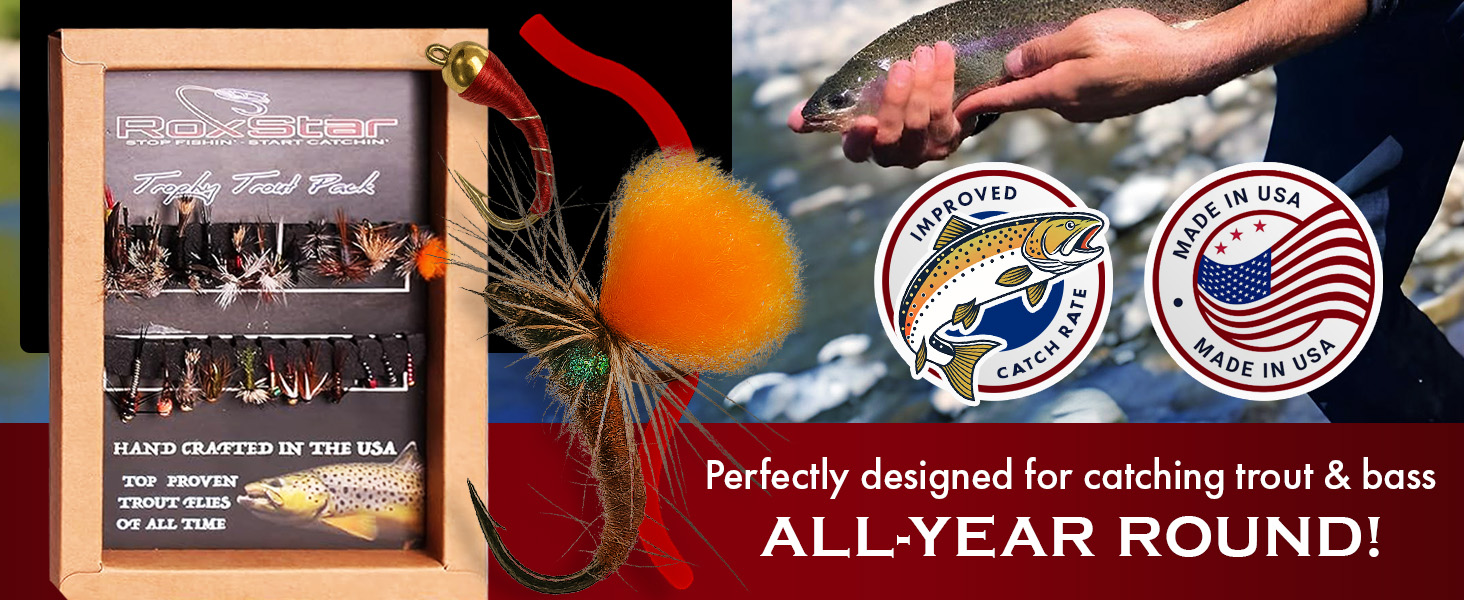 RoxStar Fly Shop Trophy Trout Flies Best Wet & Dry Flies Nationwide Catch Fish Tied in-House