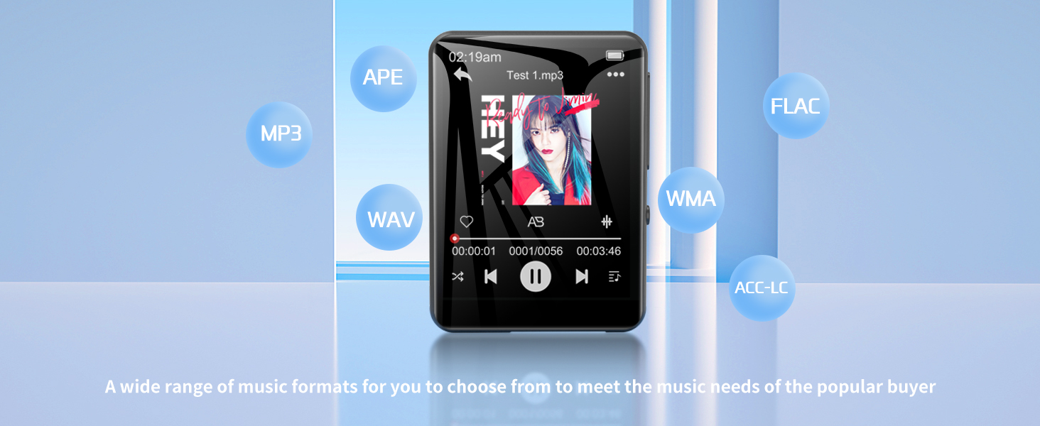 32GB MP3 Player with Bluetooth 5.0,2.4inch TFT Full Touchscreen MP3