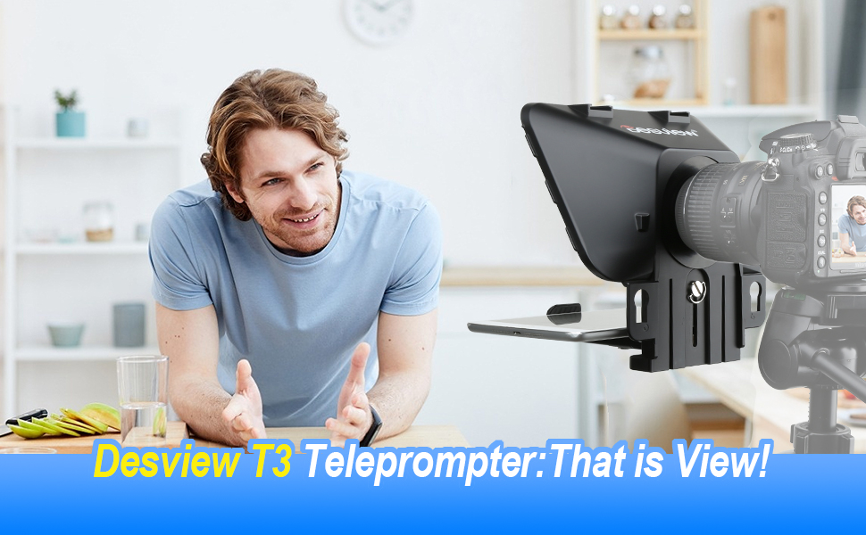Desview T3 Teleprompter for Tablet Smartphone iPad up to 11 inch, 70/30