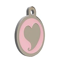 design round heart pink pet id tag