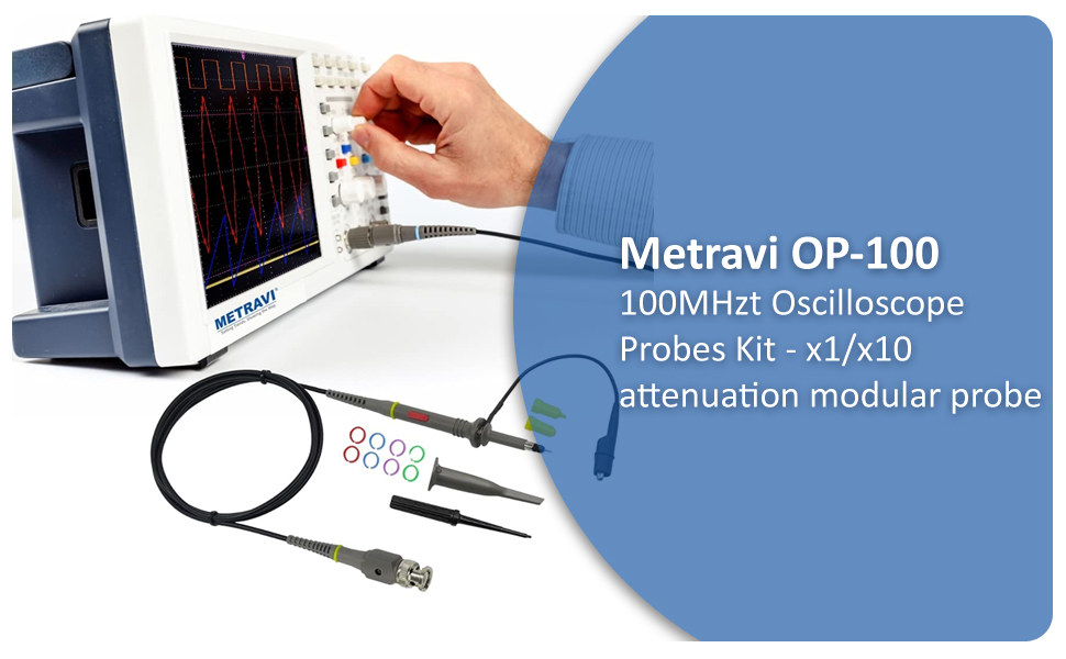Metravi OP100 100MHz Oscilloscope Probes Kit x1/x10 attenuation