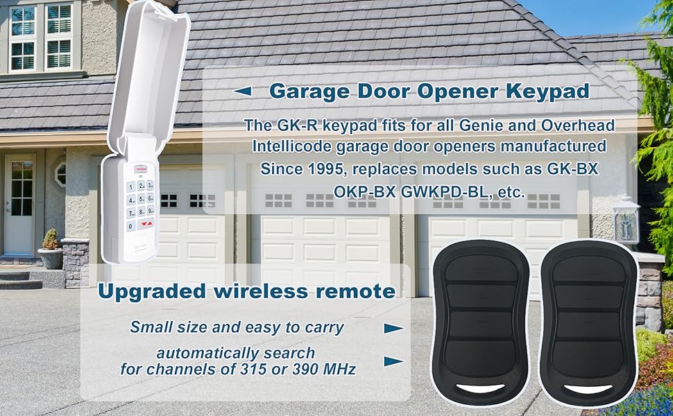 GK-R Garage Door Opener Keypad with 2 Pack G3T-R Remote